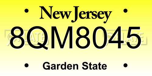 8QM8045 New Jersey License Plate