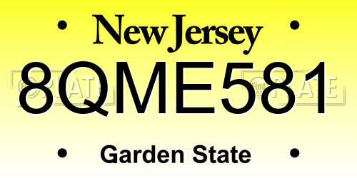 8QME581 New Jersey License Plate