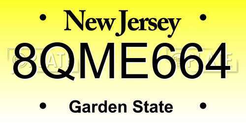 8QME664 New Jersey License Plate