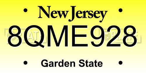 8QME928 New Jersey License Plate