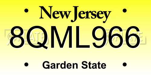 8QML966 New Jersey License Plate