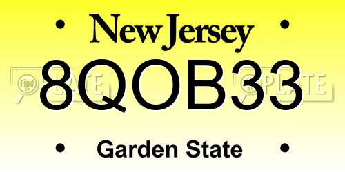 8QOB33 New Jersey License Plate