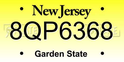 8QP6368 New Jersey License Plate