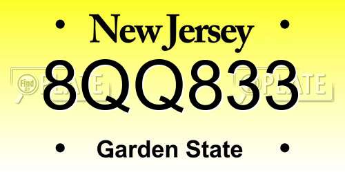 8QQ833 New Jersey License Plate
