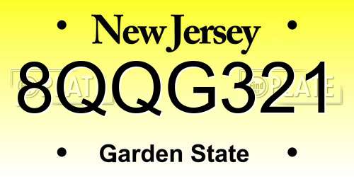 8QQG321 New Jersey License Plate
