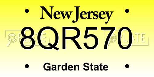 8QR570 New Jersey License Plate