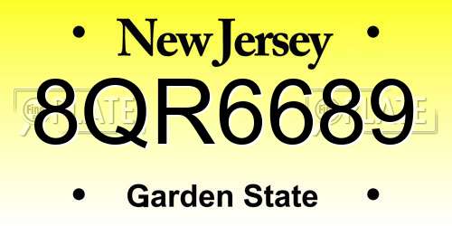 8QR6689 New Jersey License Plate