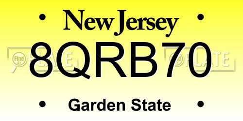 8QRB70 New Jersey License Plate