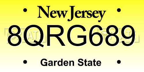 8QRG689 New Jersey License Plate