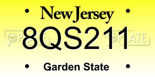 8QS211 New Jersey License Plate