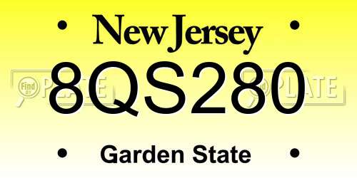 8QS280 New Jersey License Plate