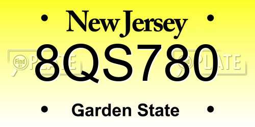 8QS780 New Jersey License Plate