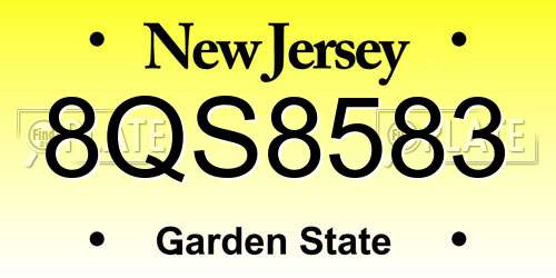 8QS8583 New Jersey License Plate