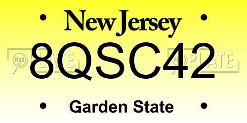 8QSC42 New Jersey License Plate