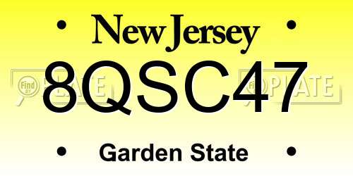 8QSC47 New Jersey License Plate