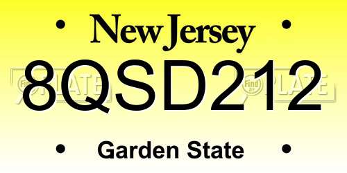 8QSD212 New Jersey License Plate