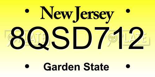 8QSD712 New Jersey License Plate