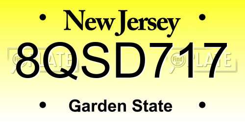 8QSD717 New Jersey License Plate