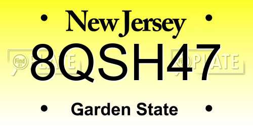 8QSH47 New Jersey License Plate