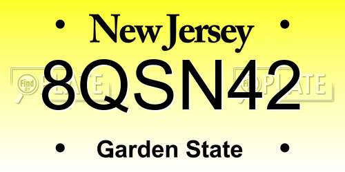 8QSN42 New Jersey License Plate