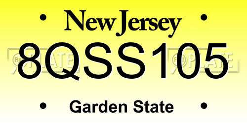 8QSS105 New Jersey License Plate
