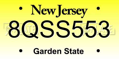 8QSS553 New Jersey License Plate
