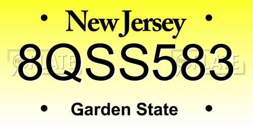 8QSS583 New Jersey License Plate