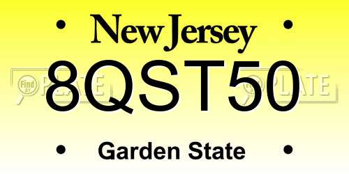 8QST50 New Jersey License Plate