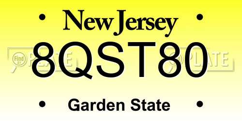 8QST80 New Jersey License Plate