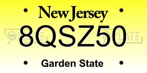8QSZ50 New Jersey License Plate