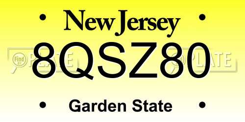 8QSZ80 New Jersey License Plate