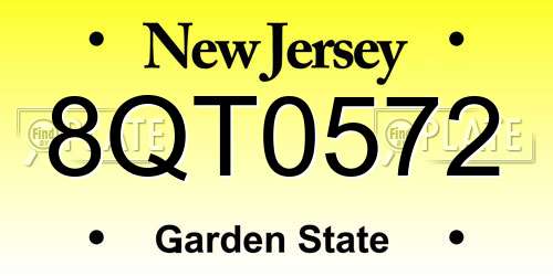 8QT0572 New Jersey License Plate