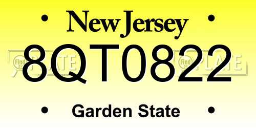 8QT0822 New Jersey License Plate