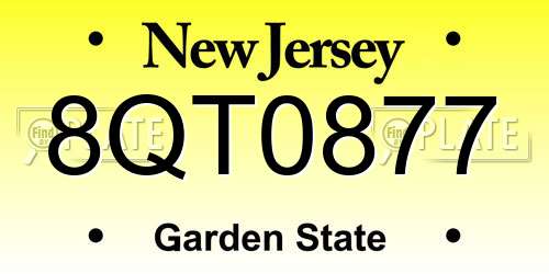 8QT0877 New Jersey License Plate