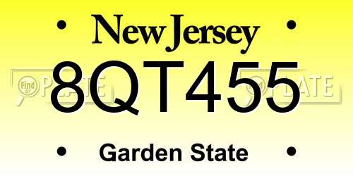 8QT455 New Jersey License Plate
