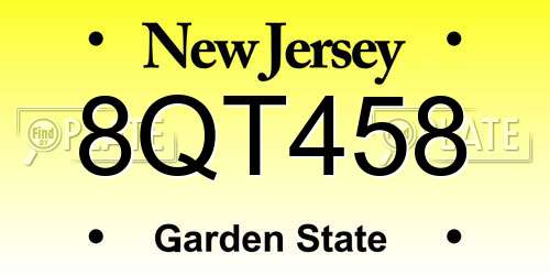 8QT458 New Jersey License Plate