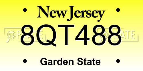 8QT488 New Jersey License Plate