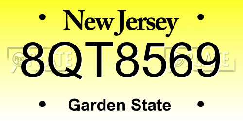 8QT8569 New Jersey License Plate