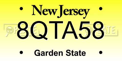 8QTA58 New Jersey License Plate