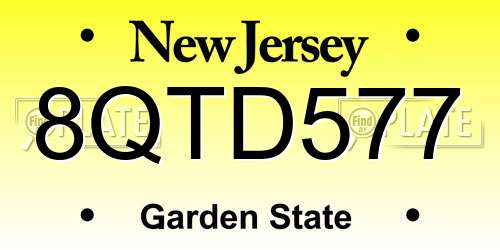 8QTD577 New Jersey License Plate