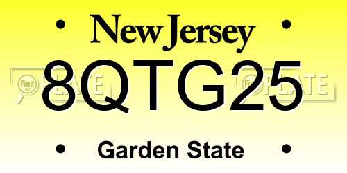 8QTG25 New Jersey License Plate