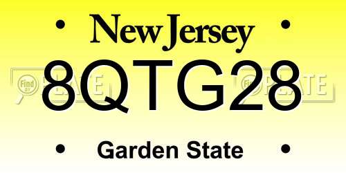 8QTG28 New Jersey License Plate