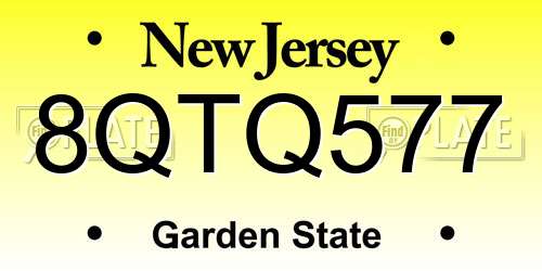 8QTQ577 New Jersey License Plate