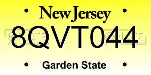 8QVT044 New Jersey License Plate