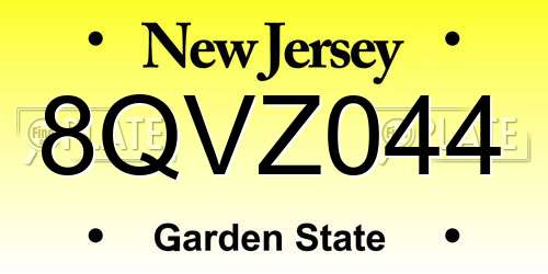 8QVZ044 New Jersey License Plate