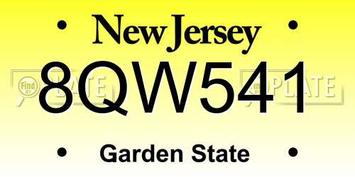 8QW541 New Jersey License Plate