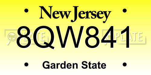 8QW841 New Jersey License Plate