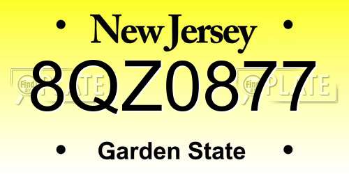 8QZ0877 New Jersey License Plate