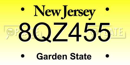 8QZ455 New Jersey License Plate