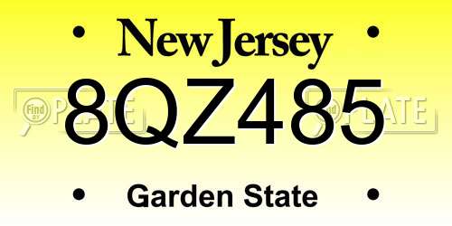 8QZ485 New Jersey License Plate